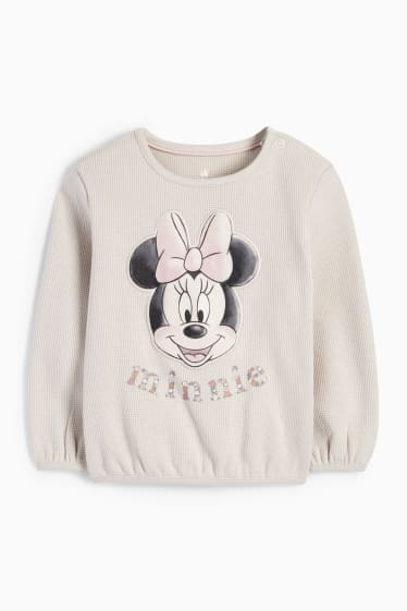 Baby: meisjes - Minnie Mouse - babysweatshirt - met structuur - beige