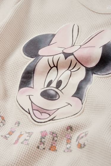 Baby: meisjes - Minnie Mouse - babysweatshirt - met structuur - beige