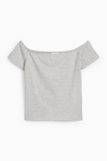 Women - Cropped T-shirt - light gray-melange