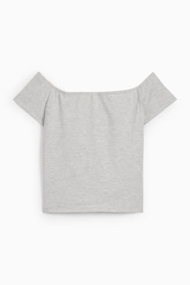 Women - Cropped T-shirt - light gray-melange