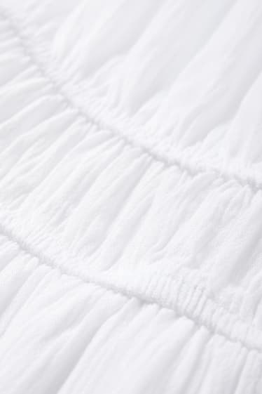 Damen - Viskose-Carmen-Kleid - weiss