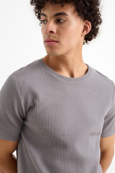 Herren - T-Shirt - strukturiert - dunkelgrau