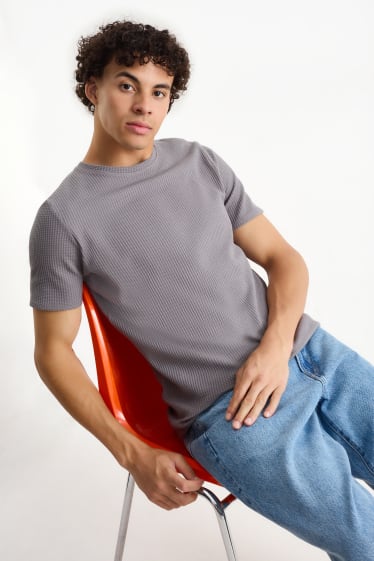 Herren - T-Shirt - strukturiert - dunkelgrau