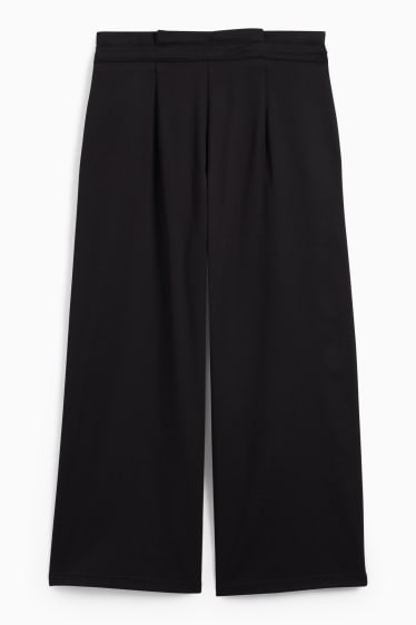 Damen - Stoffhose - High Waist - Wide Leg - schwarz