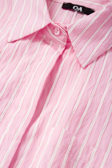 Damen - Blusenkleid - gestreift - rosa