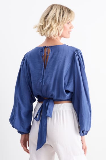 Damen - Bluse mit Knotendetail - blau