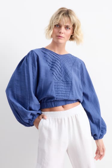 Damen - Bluse mit Knotendetail - blau
