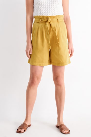 Dámské - Šortky - high waist - žlutá
