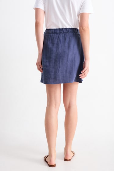 Dames - Rok van mousseline - donkerblauw