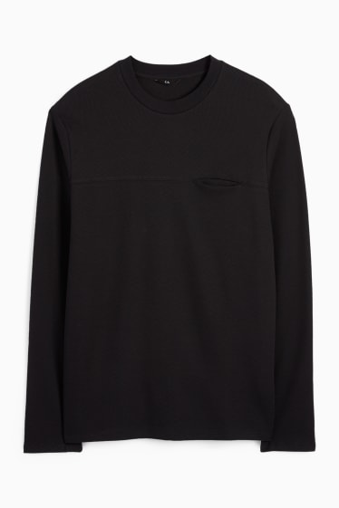 Heren - Longsleeve - met structuur - zwart