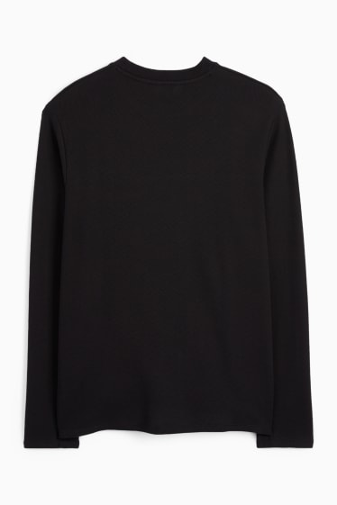 Heren - Longsleeve - met structuur - zwart