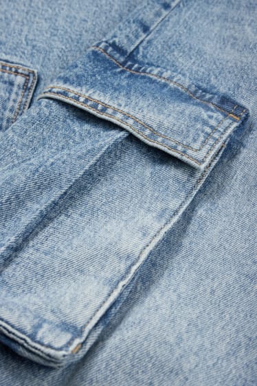 Kinderen: meisjes - Wide leg cargojeans - jeansblauw