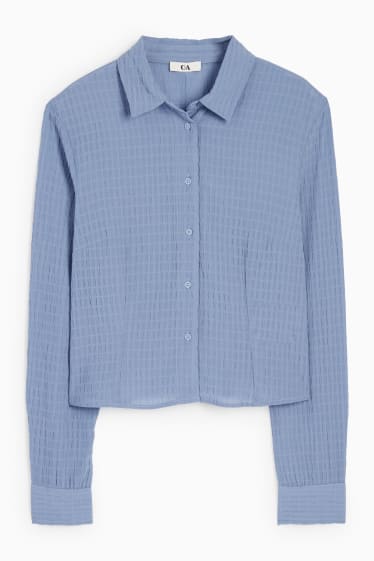 Damen - Bluse - gestreift - strukturiert - blau