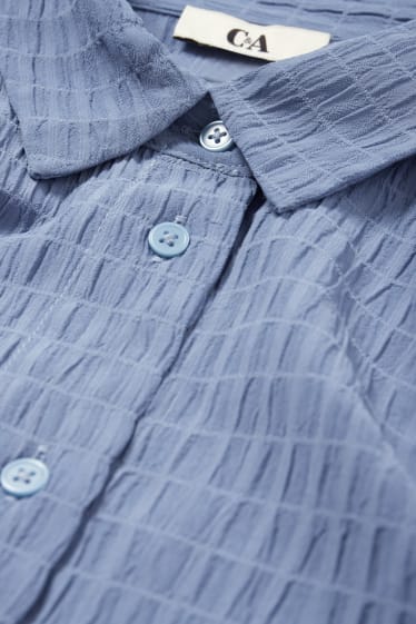 Damen - Bluse - gestreift - strukturiert - blau