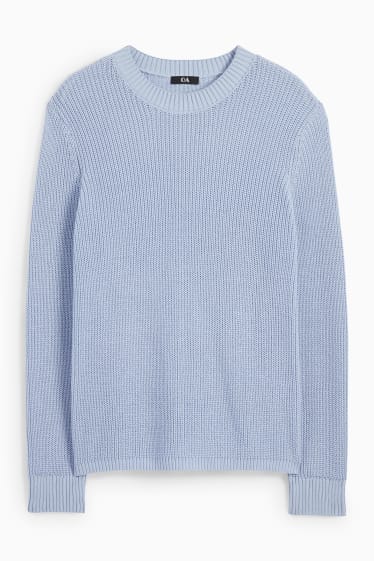 Damen - Pullover - gerippt - hellblau