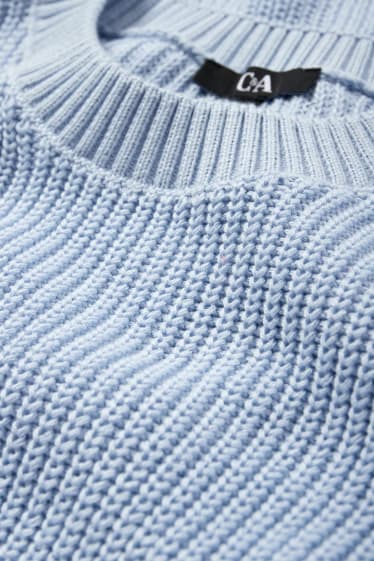 Damen - Pullover - gerippt - hellblau