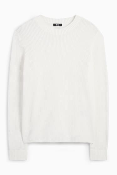 Femmes - Pullover - finition côtelée - blanc crème