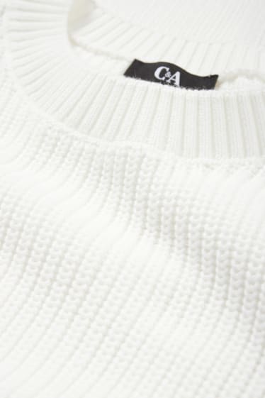 Femmes - Pullover - finition côtelée - blanc crème