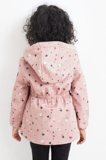 Enfants filles - Veste softshell à capuche - imperméable - à motif - rose foncé