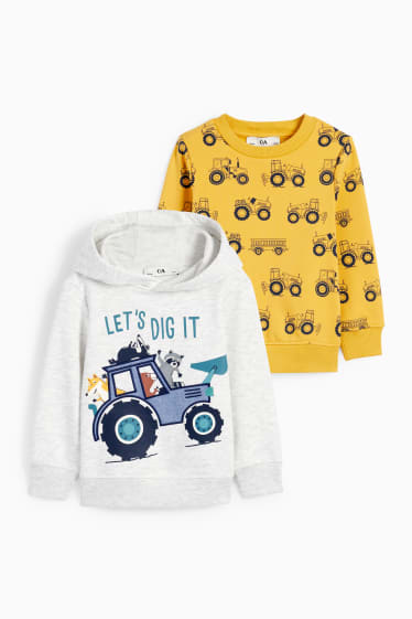 Kinder Jungen - Multipack 2er - Traktor - Hoodie und Sweatshirt - grau / gelb