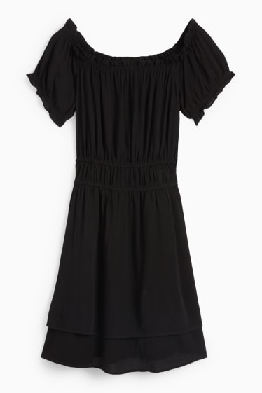 Damen - Viskose-Carmen-Kleid - schwarz