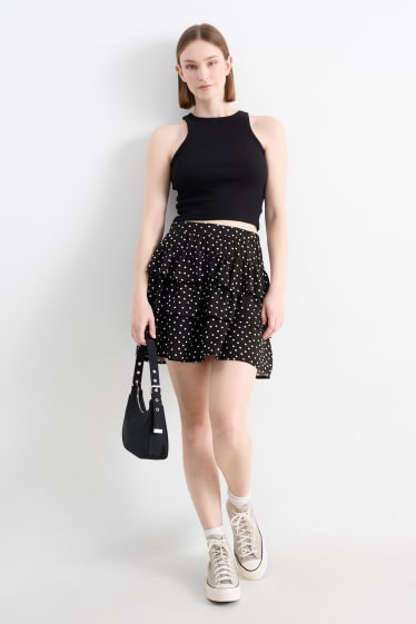 Dames - Minirok - met stippen - zwart