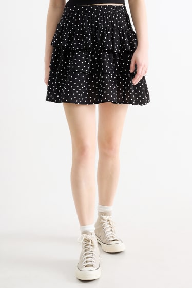 Dames - Minirok - met stippen - zwart