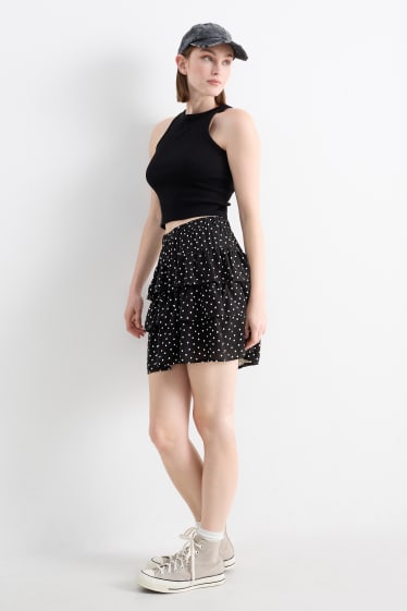 Dames - Minirok - met stippen - zwart