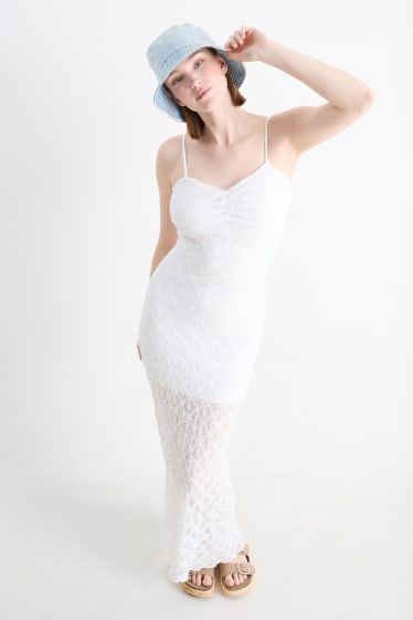 Damen - Spitzenkleid - weiß