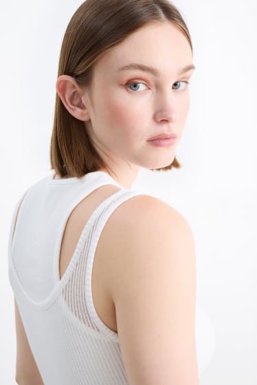Women - Cropped top - 2-in-1 look - white