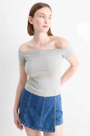 Women - Cropped T-shirt - light gray-melange