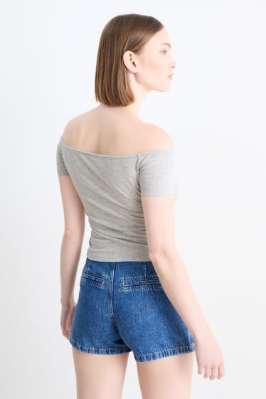 Women - Cropped T-shirt - light gray-melange