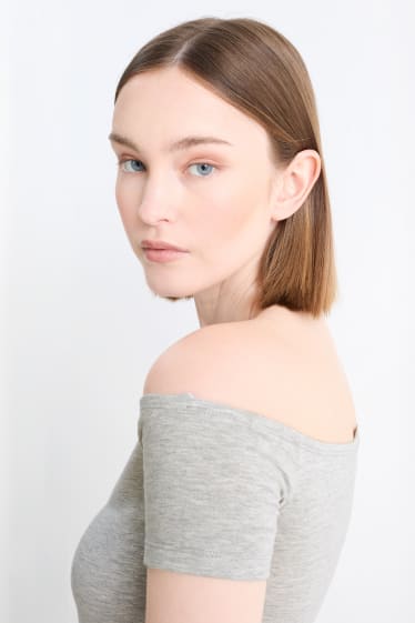 Women - Cropped T-shirt - light gray-melange