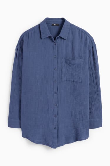 Damen - Musselin-Bluse - dunkelblau