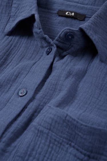 Damen - Musselin-Bluse - dunkelblau