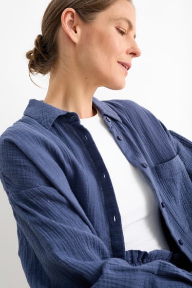 Damen - Musselin-Bluse - dunkelblau