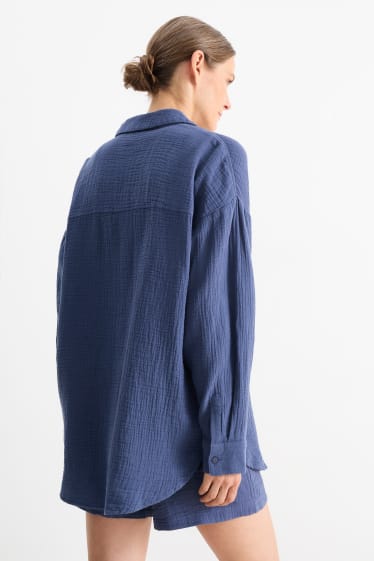 Damen - Musselin-Bluse - dunkelblau