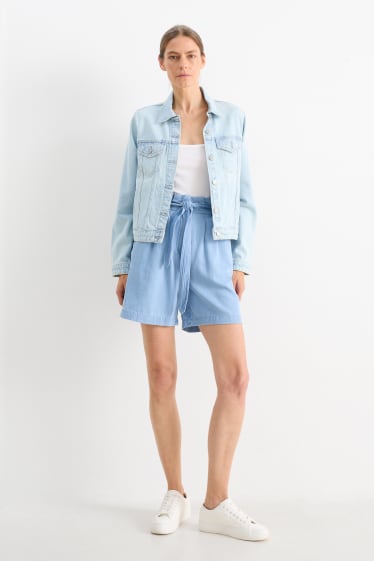 Dámské - Šortky - high waist - světle modrá
