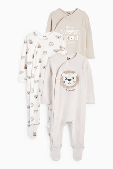 Unisexe - Lot de 3 - animaux sauvages - pyjamas pour bébé - beige