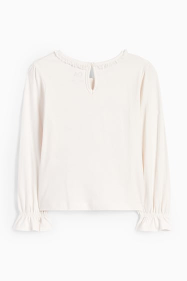 Copii - Fete - Fundă - tricou cu mânecă lungă - alb-crem