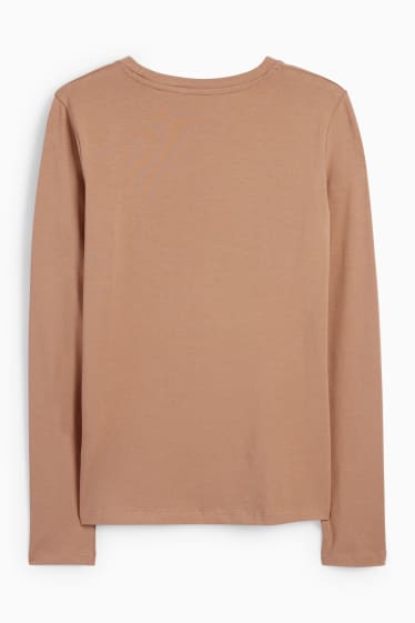 Donna - Maglia a maniche lunghe basic - marrone