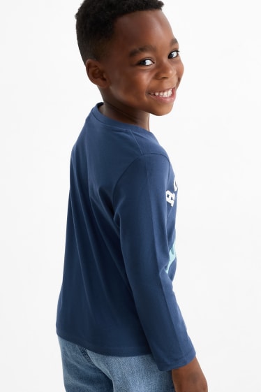 Kinder Jungen - Multipack 3er - Dino und Bagger - Langarmshirt - dunkelblau