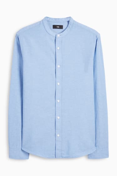 Herren - Hemd -  Regular Fit - Stehkragen - hellblau