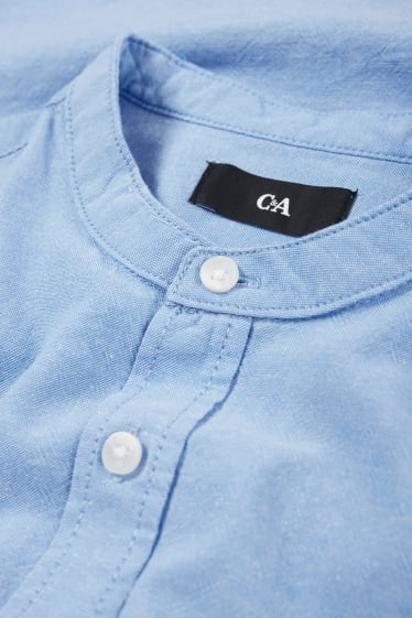 Herren - Hemd -  Regular Fit - Stehkragen - hellblau