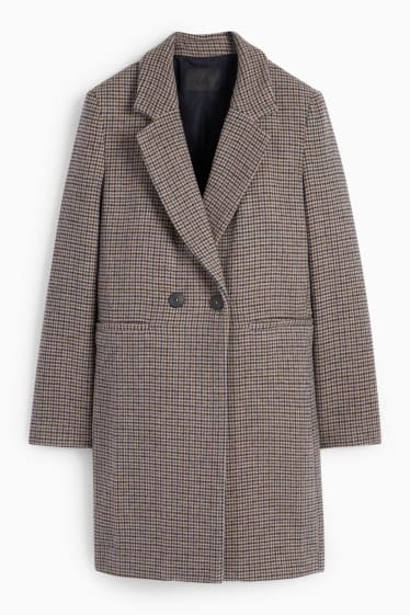 Femmes - Manteau - à carreaux - marron