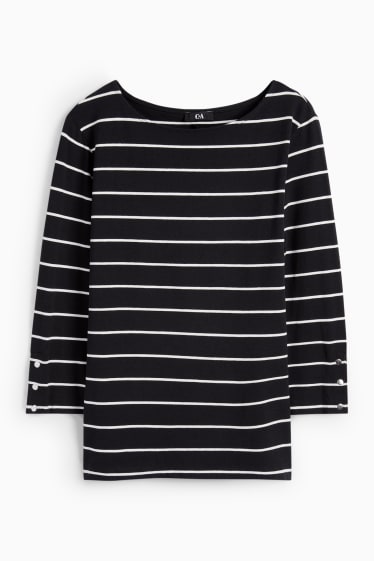 Donna - Maglia a maniche lunghe - a righe - nero