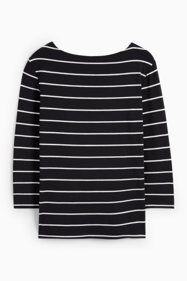 Donna - Maglia a maniche lunghe - a righe - nero