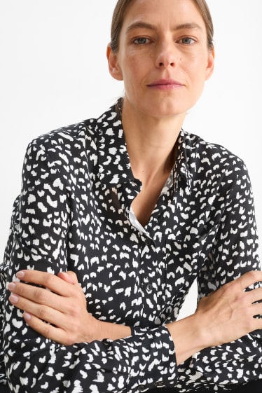 Dames - Blouse - met patroon - zwart