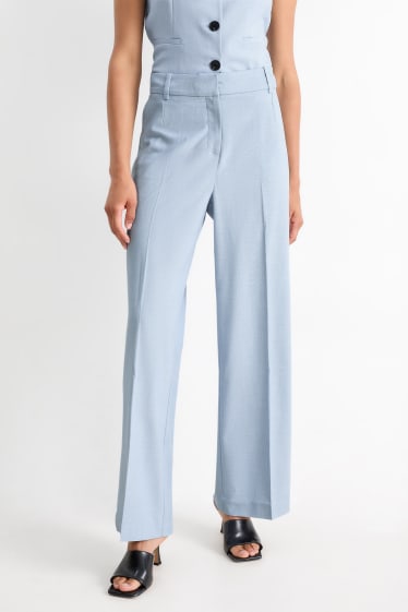 Dona - Pantalons formals - mid waist - wide leg - Mix & Match - blau clar