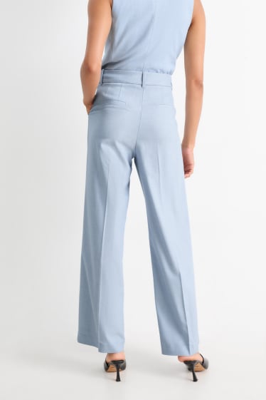Dona - Pantalons formals - mid waist - wide leg - Mix & Match - blau clar